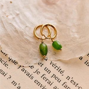 Sezane Charlotte Hoop Earrings, Green/Gold